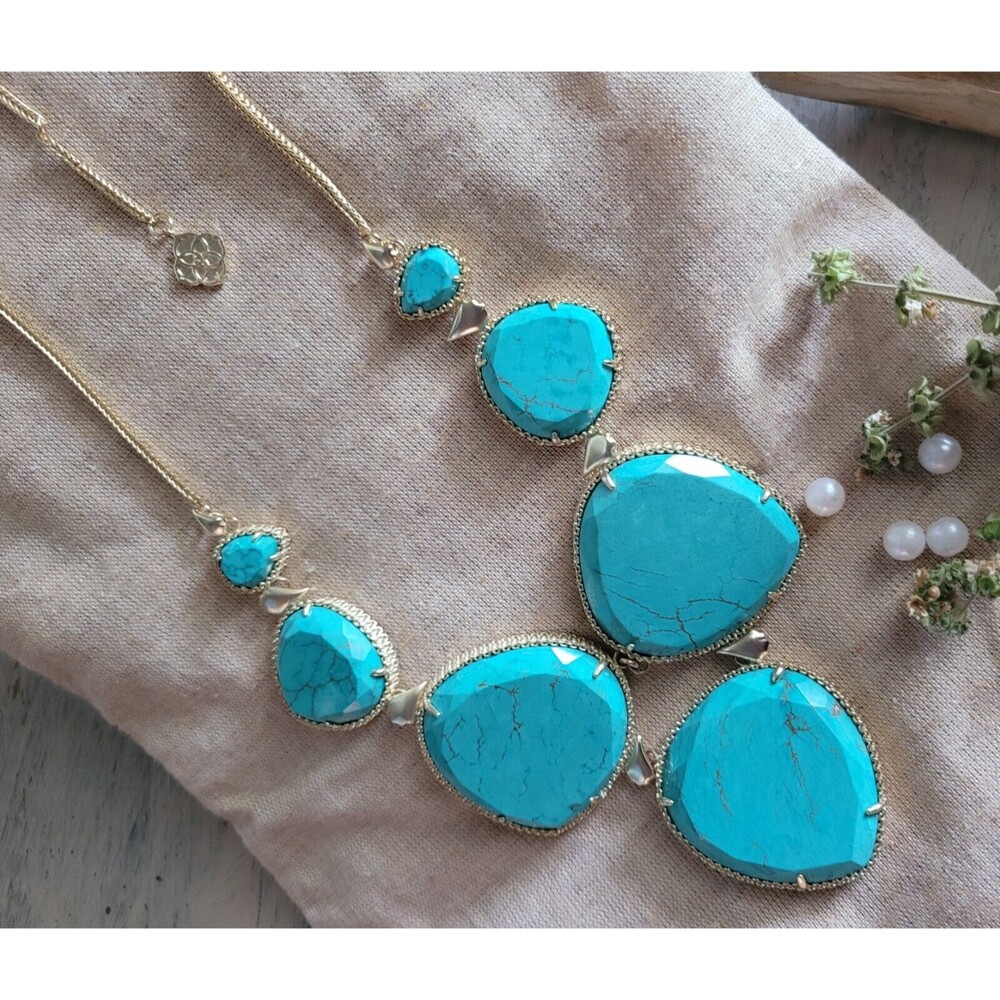 KENDRA SCOTT Rebecca Gold Plated Chunky Turquoise Statement Necklace